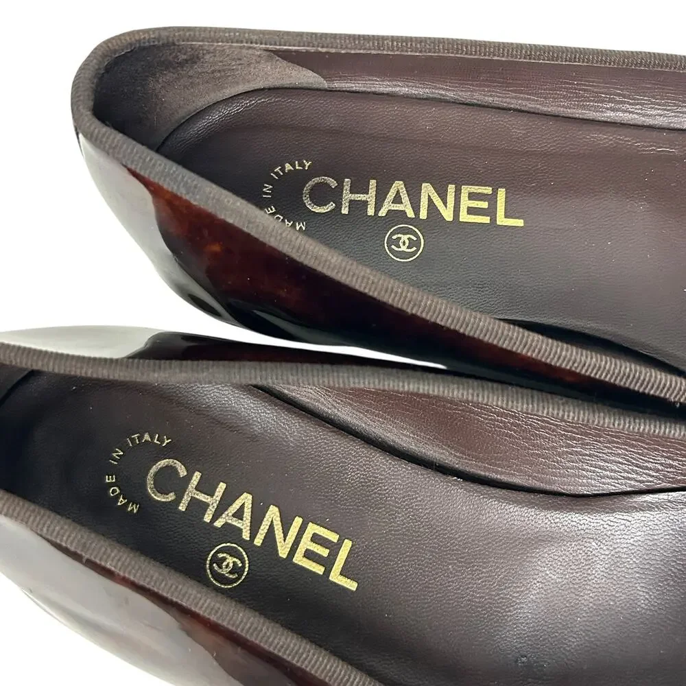 Chanel Tortoise Shell Brown CC Monogram Slip On Ballet Flats 42 12 - Picture 5 of 9